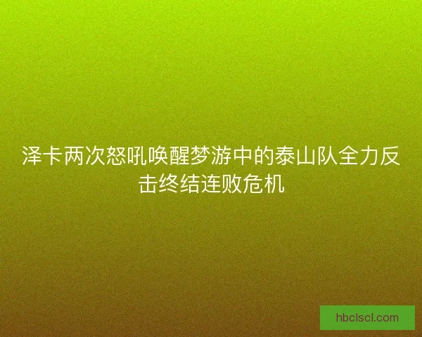 泽卡两次怒吼唤醒梦游中的泰山队全力反击终结连败危机