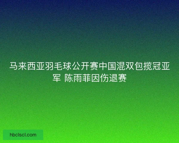 马来西亚羽毛球公开赛中国混双包揽冠亚军 陈雨菲因伤退赛
