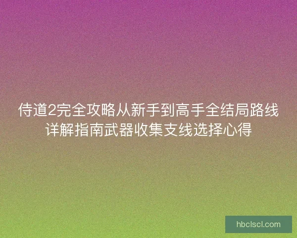 侍道2完全攻略从新手到高手全结局路线详解指南武器收集支线选择心得