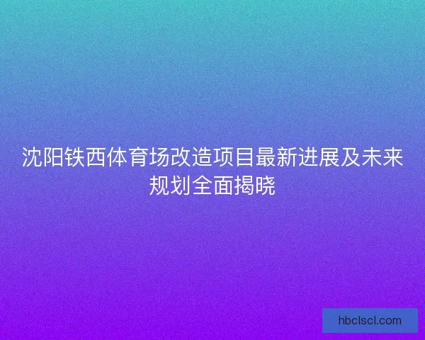 沈阳铁西体育场改造项目最新进展及未来规划全面揭晓 沈阳铁西体育场改造项目最新进展及未来规划全面揭晓